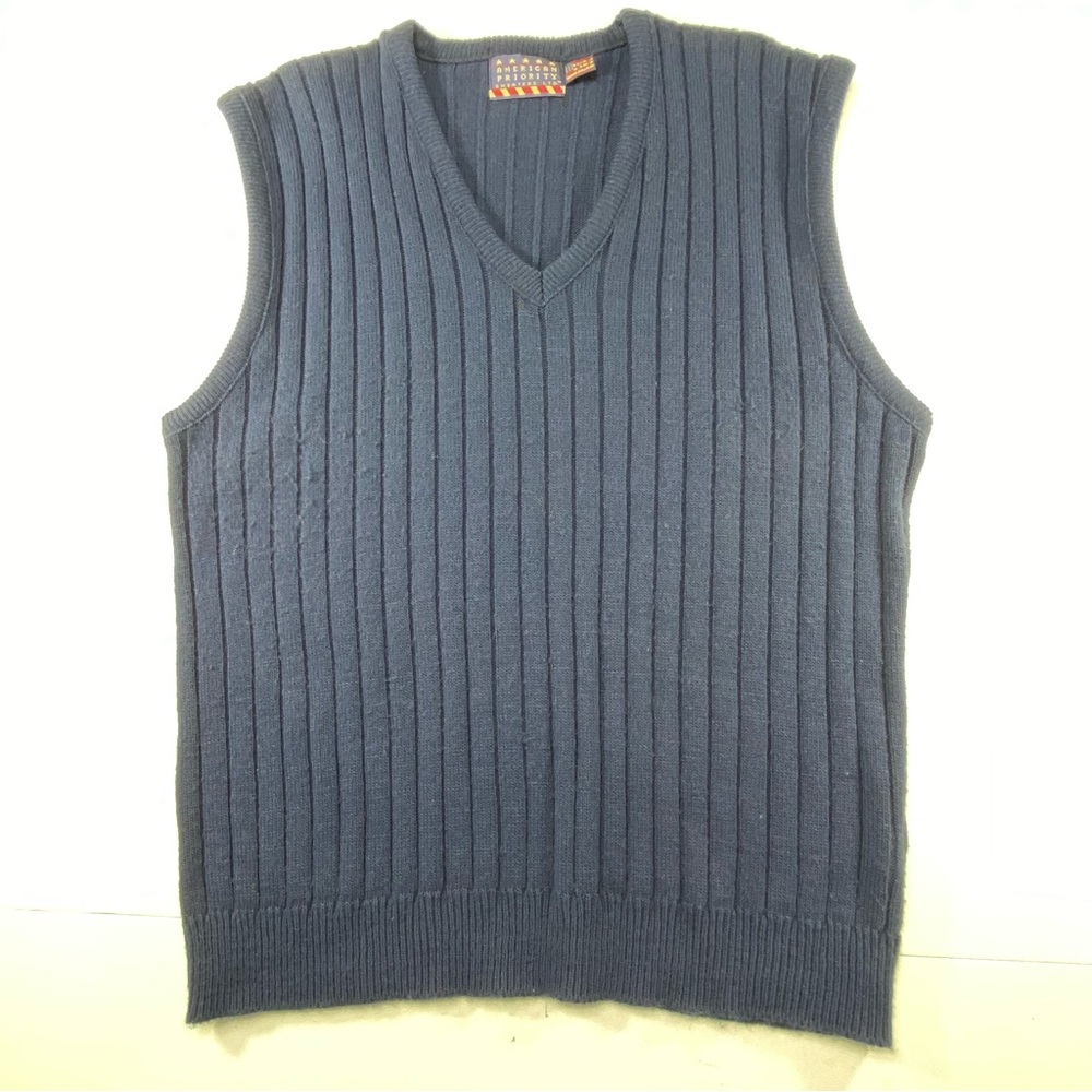 AMERICAN PRIORITY Sweater Vest Navy Blue Ribbed Men’s Size: XLT Made in USA